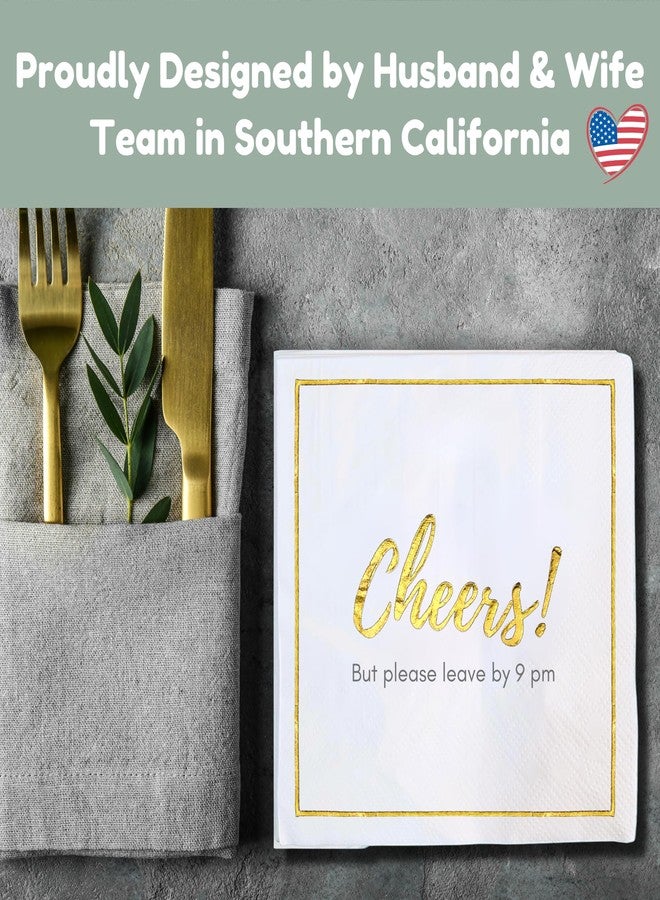 Cloverjoyed Please Leave By 9 Cocktail Napkins, 50 Pack, Funny Disposable Cheers Napkin for Weddings, Holidays and Birthday Decorations - Image 5